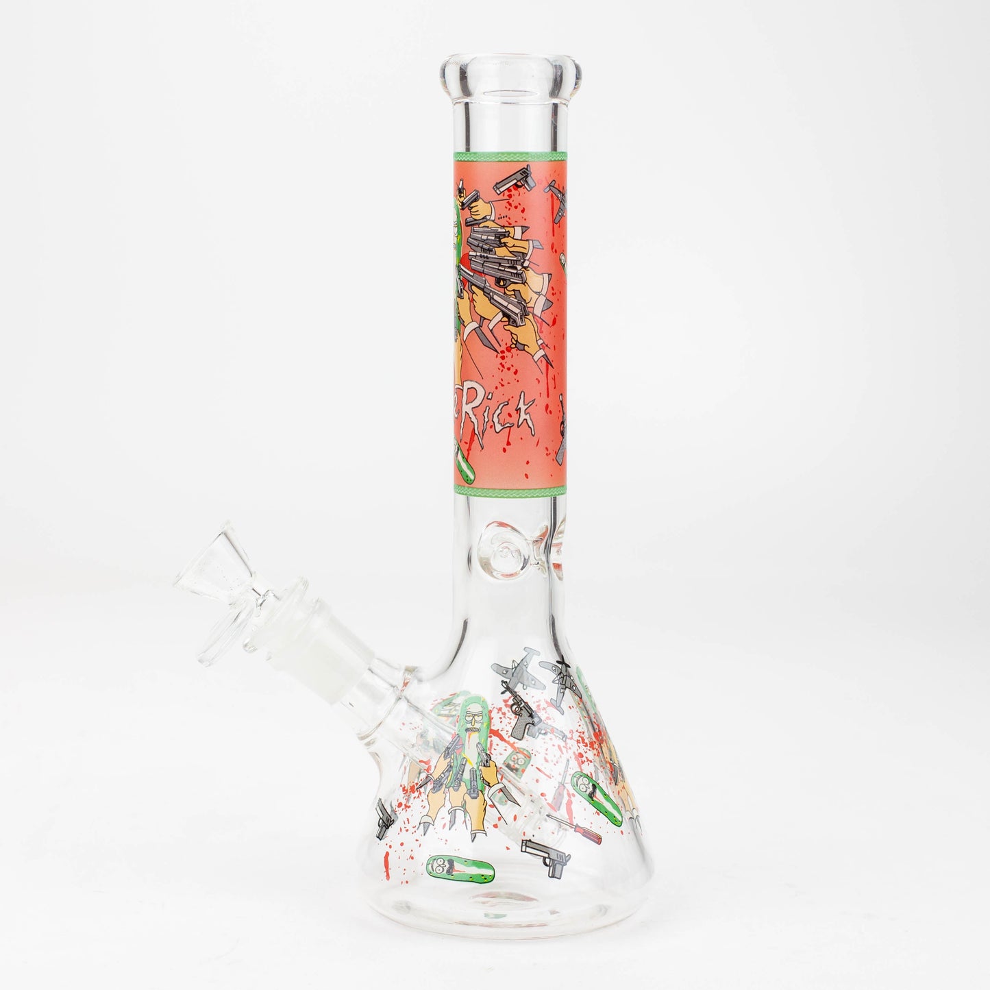 10" RM decal Glow in the dark glass water bong
