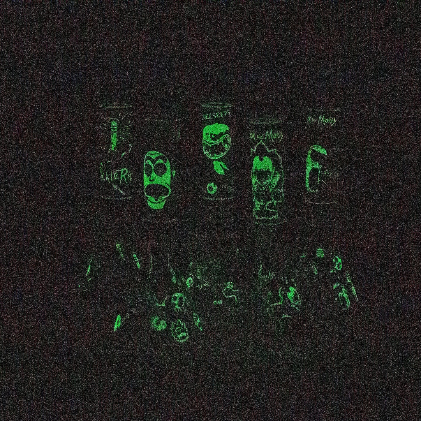 10" RM decal Glow in the dark glass water bong
